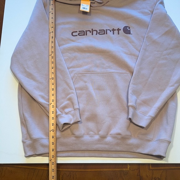 NWT Men's Carhartt Loose Fit Midweight Logo Sleeve Graphic Hoodie Color Mauve - Picture 2 of 6